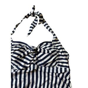 Motherhood Maternity | Navy Blue + White Striped Halter Tankini Top | Size Med